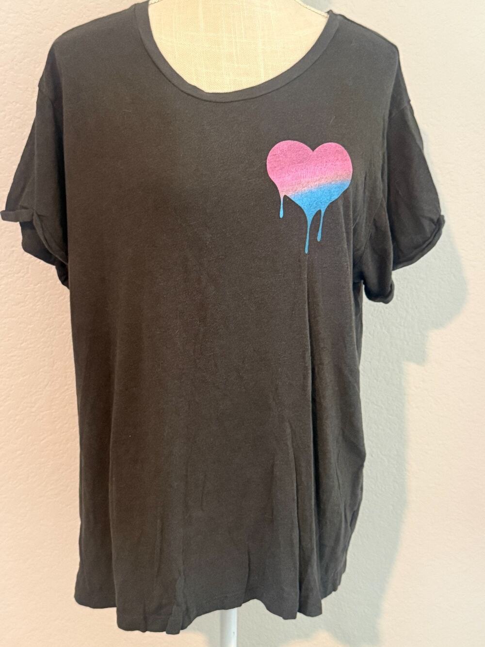 Chaser Women’s Large True Love Graphic T Shirt Black Lucky Dice Cards Heart Tee